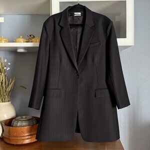 CO Collection Japanese Fabric Wool Blend Blazer Jacket XXL Black Tonal Pinstripe